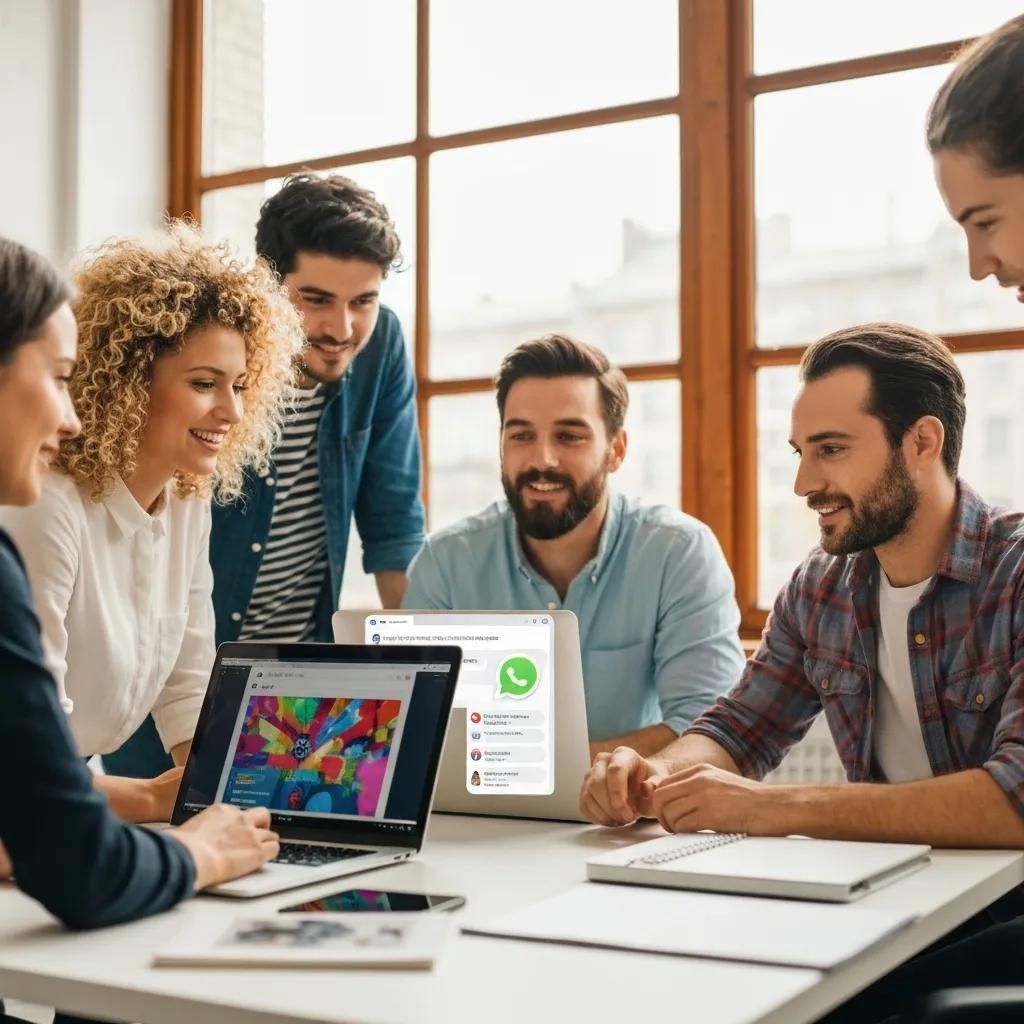 Digital marketing team collaborating on WhatsApp integration for GoHighLevel