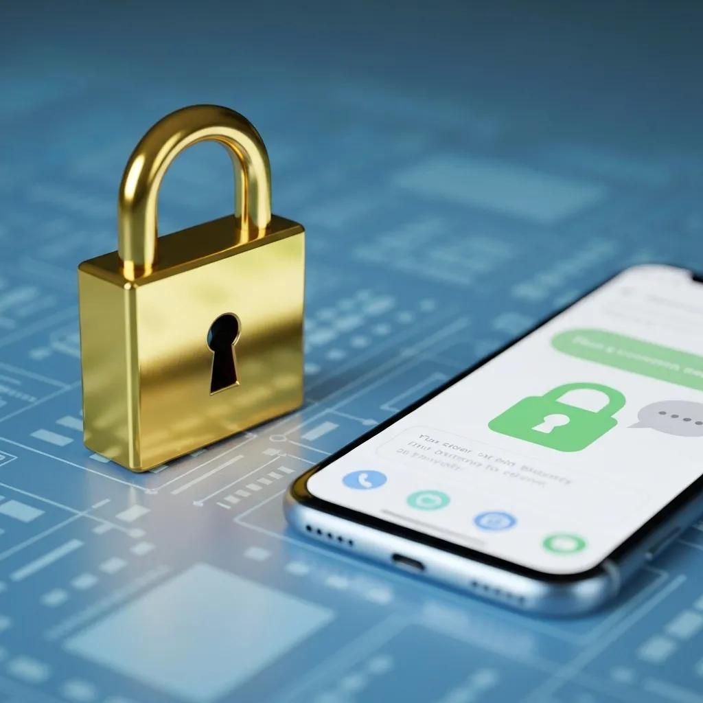 Secure digital environment with lock symbol and smartphone representing customer data security