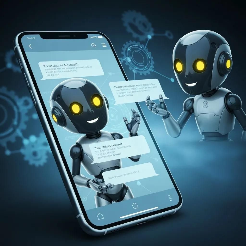 AI chatbot interface on smartphone, showcasing automation in WhatsApp communication