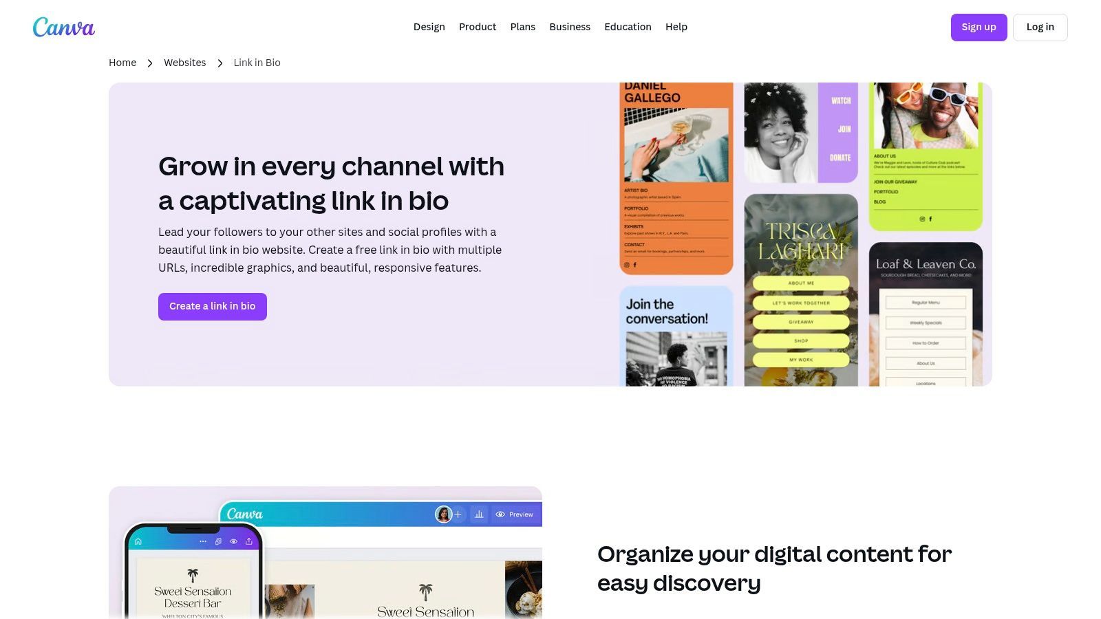 Canva 'Link in bio' Sites (my.canva.site)